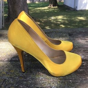 Yellow Satin Heels.